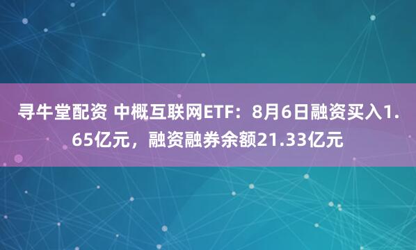 寻牛堂配资 中概互联网ETF:8月6日融资买入1.65亿元,融资融券余额21.33亿元
